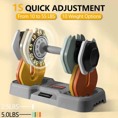 AOTOB 25/55 LBS Adjustable Dumbbell Set, Anti-Slip Fast Adjusting with Turning Handle, Adjustment for Men and Women, Weights Pair for Compact Home Gym Exercise Strength