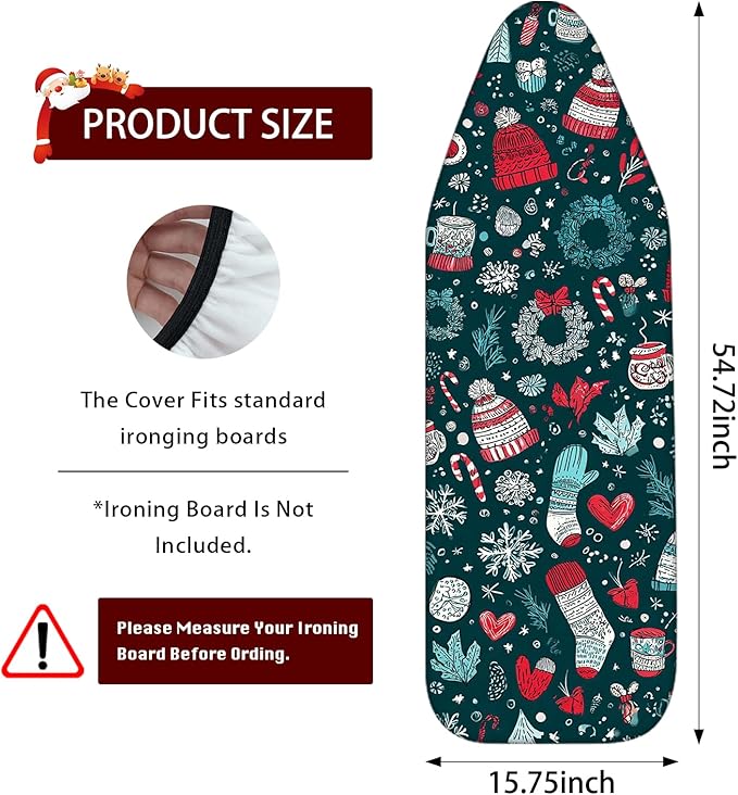 Nuxovilar Ironing Board Cover Winter Hats and Mittens Pattern Polyester 15x54
