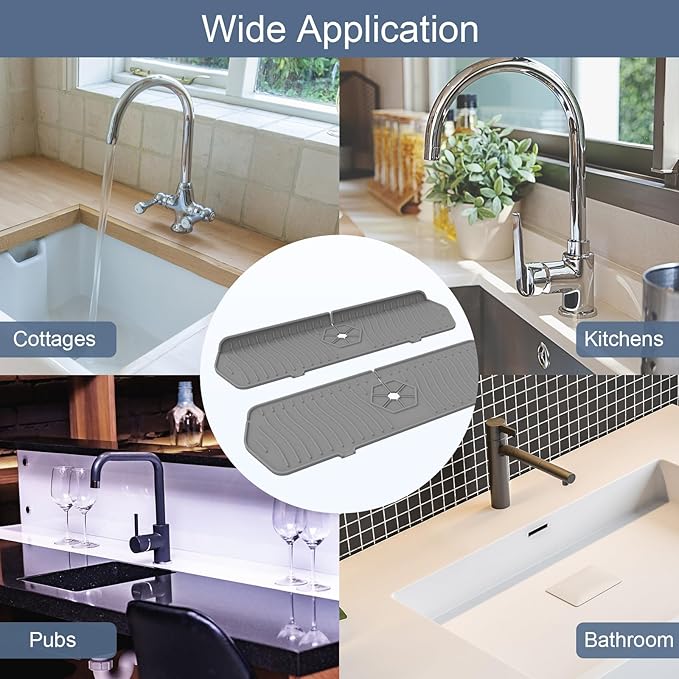 Sink Drain Mat Behind Faucet, Faucet Guard Draining Mat, 90° Foldable Tap