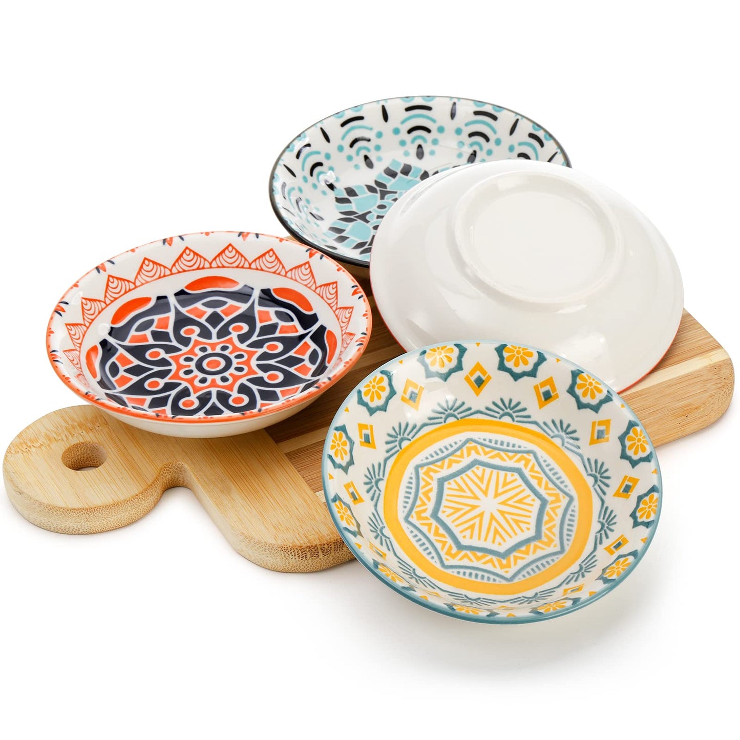 Cedilis 12 Pack Ceramic Soy Sauce Dipping Bowls, 3.5oz Pinch Bowl for Kitchen Prep, 4 Inch Small Sushi Soy Sauce Dish Plate, Colorful Condiments Bowl Dish Dip Bowls Side Dishes