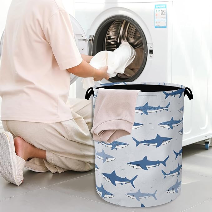 Cute Shark Laundry Basket, Foldable Oxford Cloth Tote Bag Laundry Hamper