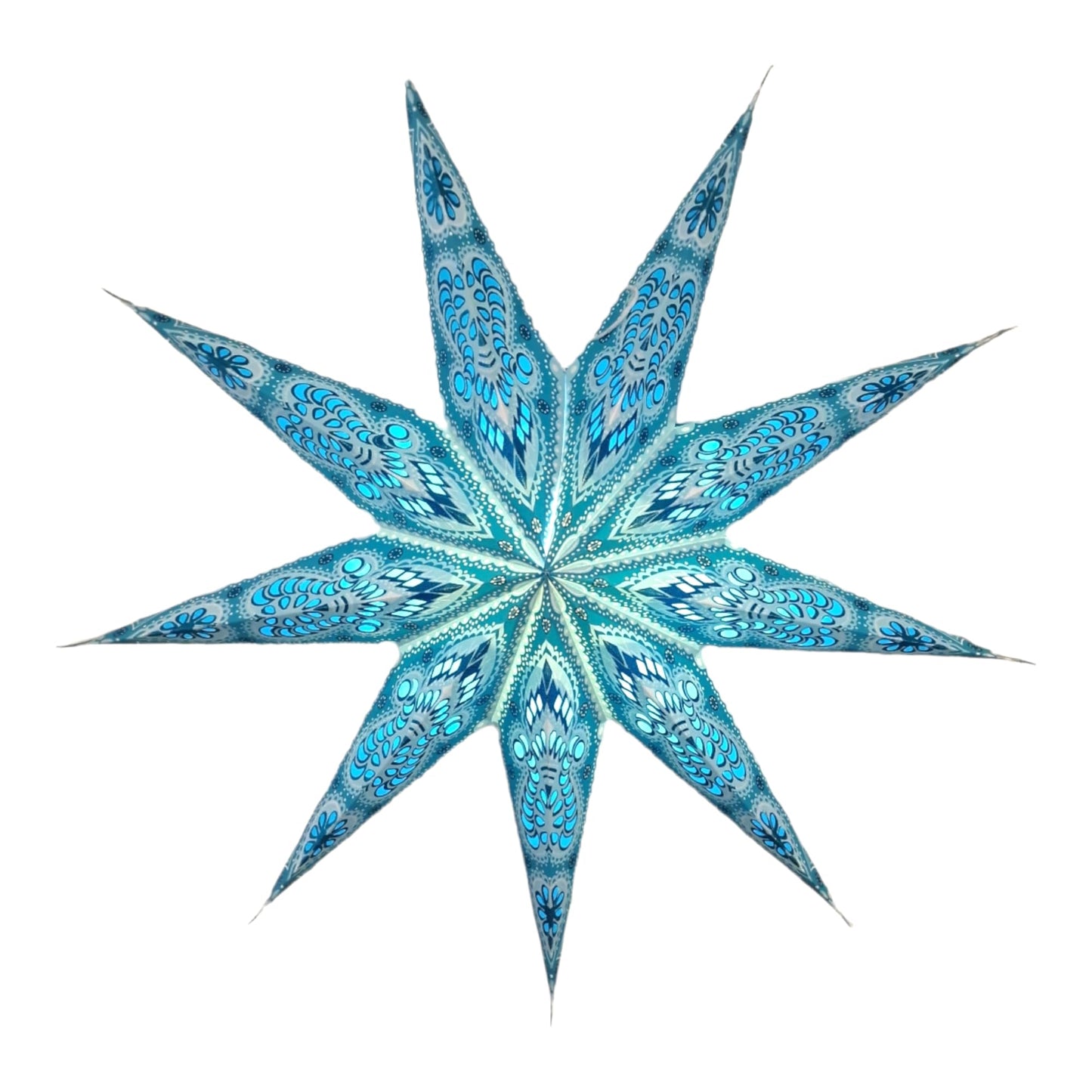 YEPSIO Lantern Lampshade 9 Pointed Paper Star Light Shades Large 60cm Star Hanging Decorations for Christmas Wedding Home Decoration Birthday Party (Turquoise)