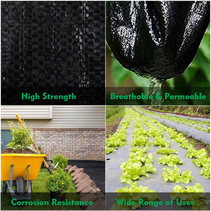 Kdgarden Premium 5oz Pro Weed Barrier Landscape Fabric Ground Cover Heavy Duty Commercial Anti-Weed Gardening Mat, 6ft x 200ft, Black