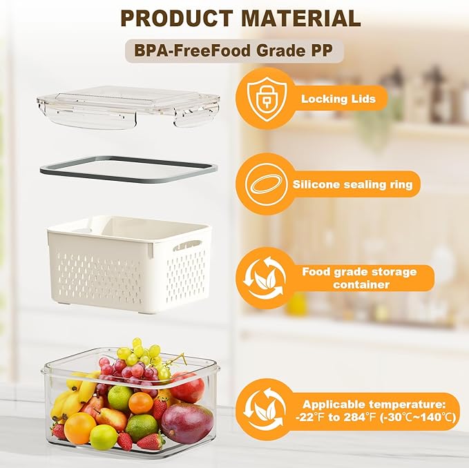 4 Pcs Fruit Storage Containers for Fridge