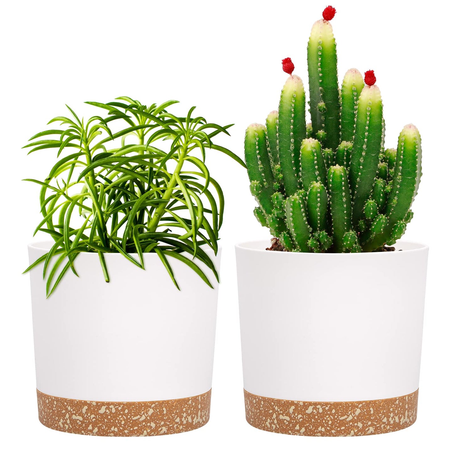QCQHDU 5 inch Plant Pot, 2 Pack Planters for Indoor Plants with Drainage Holes & Saucer, Outdoor Flower Pots Home Garden Modern Decor