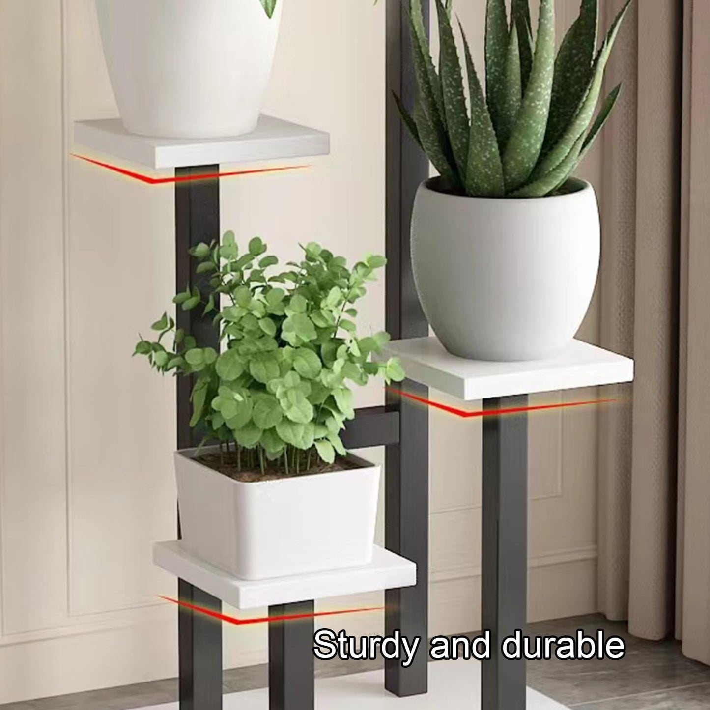 Yajuer Plant Stand Indoor 4 Tier Metal Flower Shelf, Corner Plant Stand Outdoor, Tall Flower Holders for Patio Garden(Black)