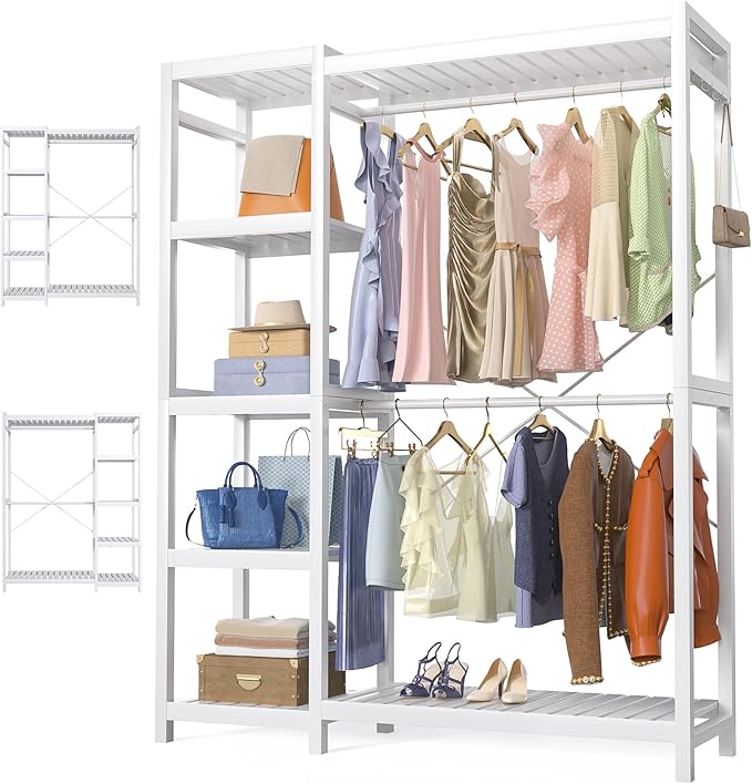 Homykic Bamboo Clothes Rack Garment Rack