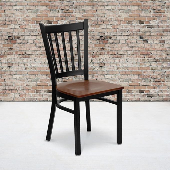 Flash Furniture 2 Pack HERCULES Series Black Vertical Back Metal Restaurant
