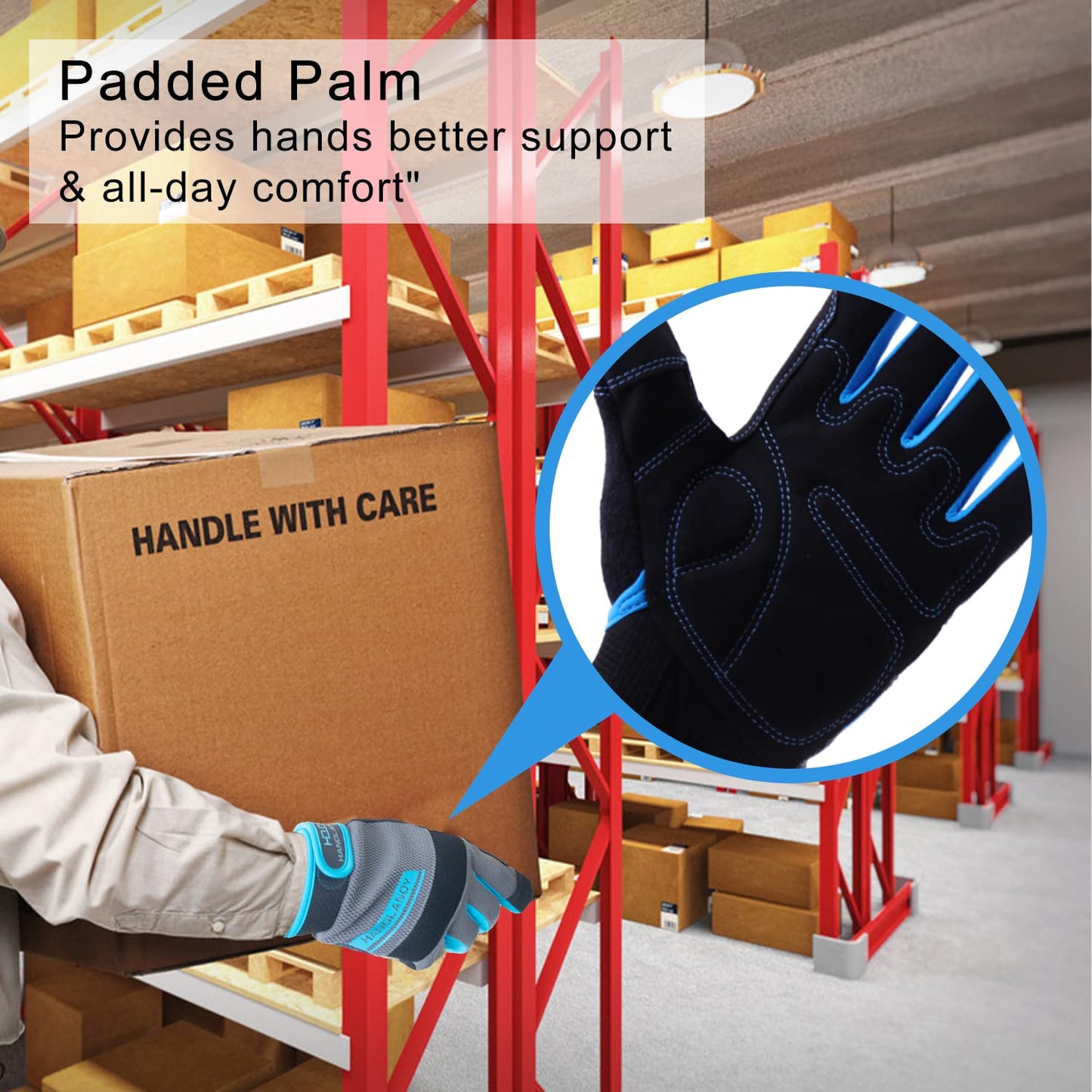 AIGEVTURE Work Gloves - Touchscreen, Utility, Mechanic, Lightweight Blue XL