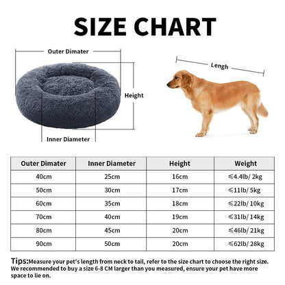YOJOGEE Calming Donut Dog Bed for Medium Small Dogs Cats, Fluffy Anti AnXiety Dog Beds Washable Puppy Bed Non-Slip Plush Cuddler Warming Round FauX Fur Pet Bed,Dark Grey,60*60cm