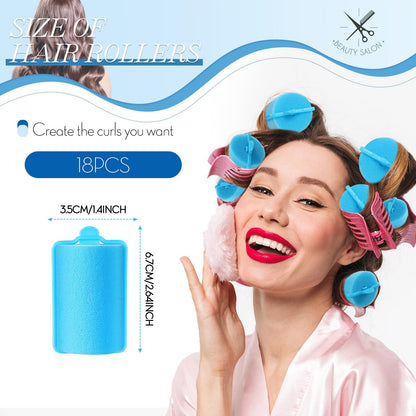 Geyoga 18 Pieces Sponge Hair Rollers Large Soft Foam Hair Styling Curlers Large Size Hairdressing Curlers for Women(Pink,1.6 x 2.8 Inches)