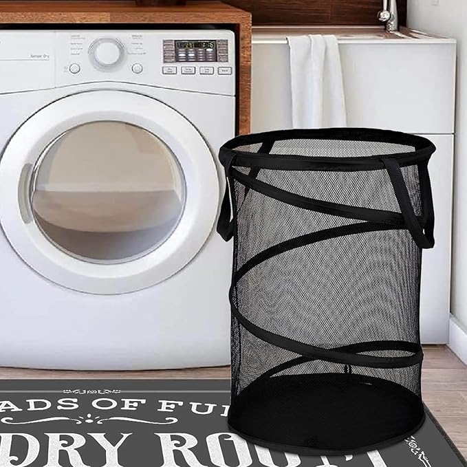 BATTOO Black X-Large Collapsible Laundry Basket Foldable Mesh Pop Up Hamper