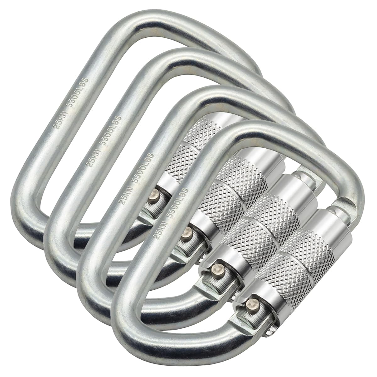 Auto Locking Carabiner 30KN=6500lbs Heavy Duty Large Clip Climbing Carabiner Twist Lock Carabiners for Rock Climbing, Camping, Gym,Rescue (CE Rated,D Shape),Silver