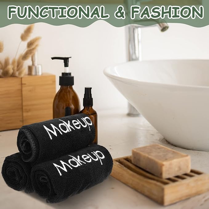 Shimeyao 20 Pack Makeup Towels Black Makeup Washcloths