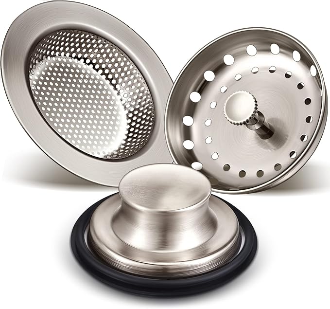 Mudder 3 Pcs Kitchen Sink Drain Strainer and Stopper Stainless Steel Garbage