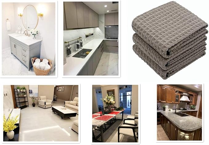 Waffle Weave Thick Microfiber Dish Drying Towels Absorbent Tea & Hand Towel