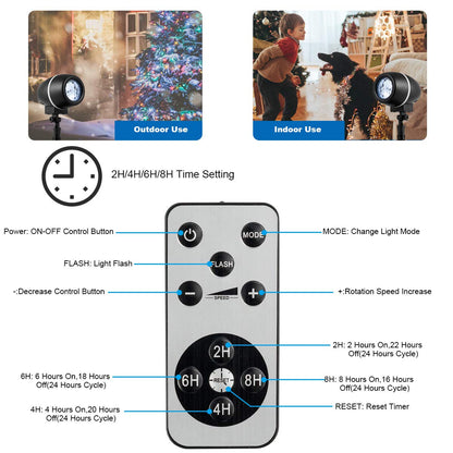 Tangkula Christmas Snowflake LED Projector Lights, Rotating Snowfall Projection with Remote Control, Outdoor Landscape Decorative Lighting for Christmas, Holiday, Party, Wedding, Garden, Patio