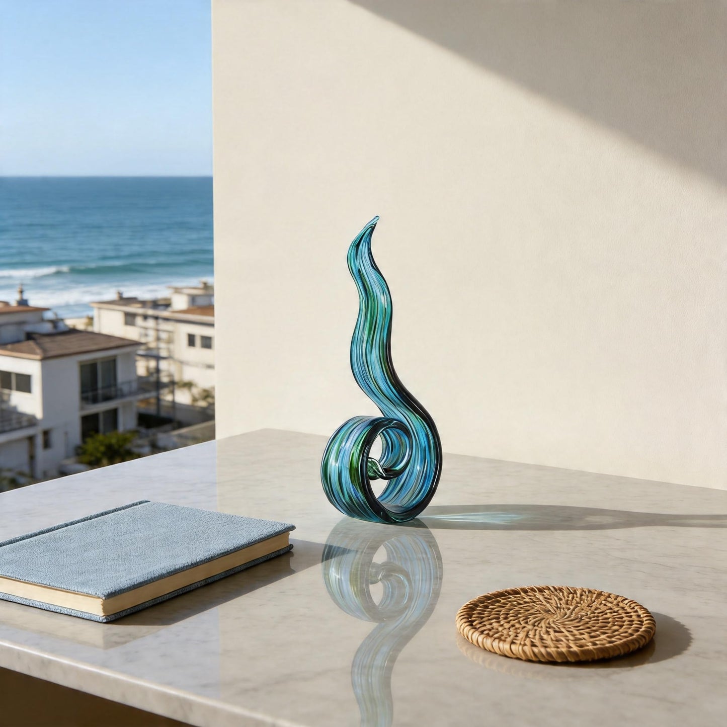 DOVDOV Hand Blown Glass Sculptures, Abstract Glass Figurines, and Green Glass Art Decorations Perfect for Decorating Coffee Tables, TV Stands, vanities, entryways, Offices, and Bookshelves.