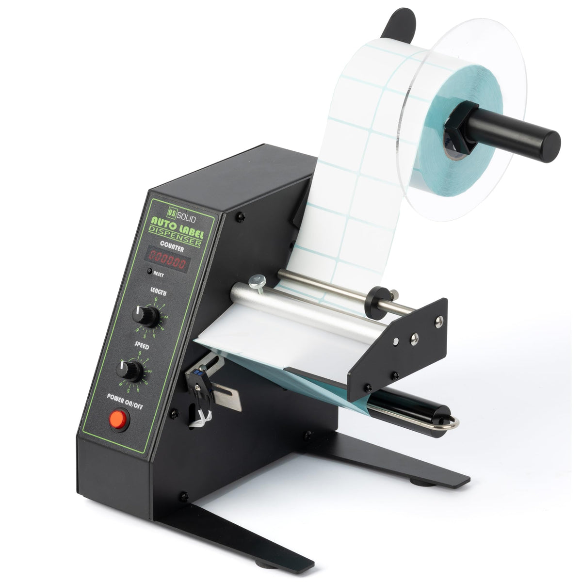 U.S. Solid Automatic Label Dispenser | Multi-Row Auto Counting 0-999999 | Label Width 0.16-5.51 in, Length 0.12-5.91 in | Adjustable Speed