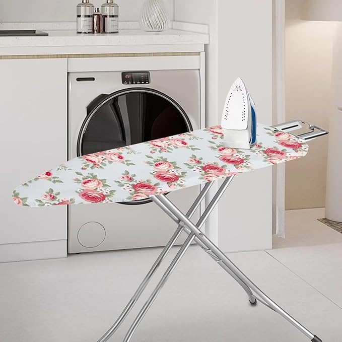 Pink Rose Ironing Board Padded Cover Dust Covers Stretchable Iron Board