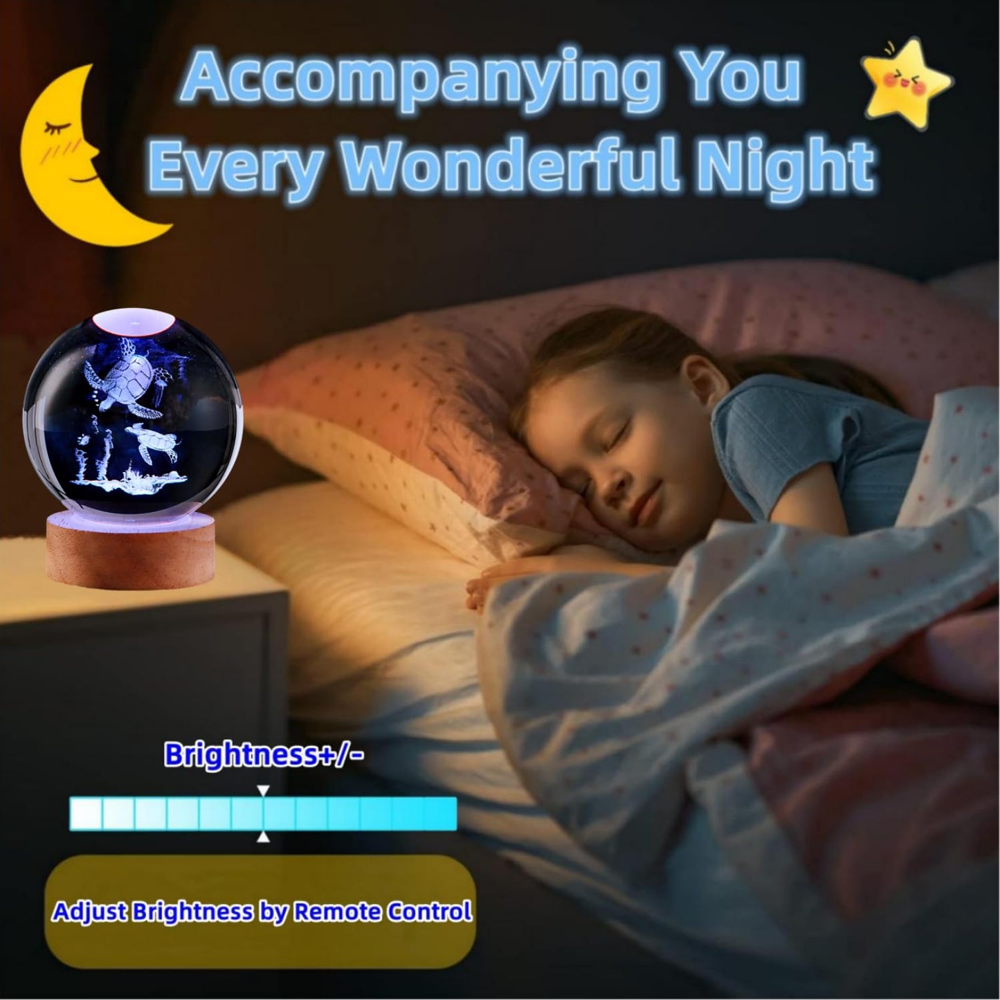Conalisk sea Turtle Crystal Ball Lamp,Lifelike 3D Turtle Night Light,16 Colors Changing Light,Dimmable Remote Control, Underwater World lamp Gift (sea Turtle)