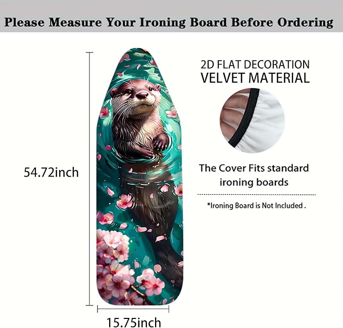 Nuxovilar Otter with Cherry Blossoms Ironing Board Cover, This Cover Fits Most