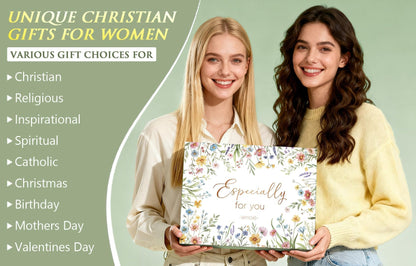 Christian Gifts for Christians Women Faith, Religious Inspirational Easter Gifts for Catholic Women, Spiritual Easter Basket Birthday Gift Set for Her Mom Sister Friend Grandma Wife w/ Canvas Tote Bag