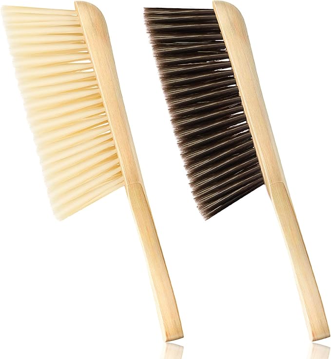 Patelai 2 Pieces Wooden Bench Brushes Fireplace Brush Natural Fiber Bench Soft