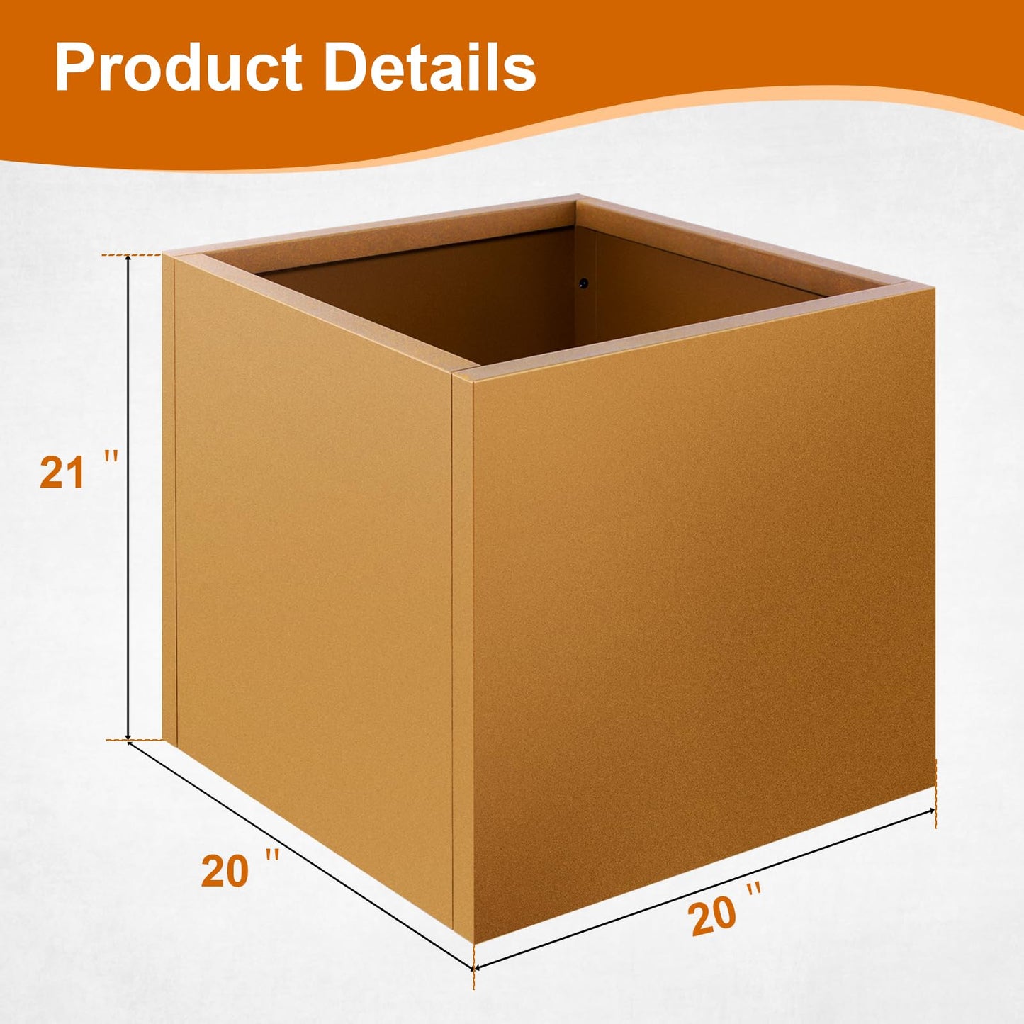 Meyoppm Corten Steel Planter Box 21"x20"x20", Square Metal Planter Box Indoor&Outdoor, Steel Planter Heavy Duty for Commercial and Residential Use
