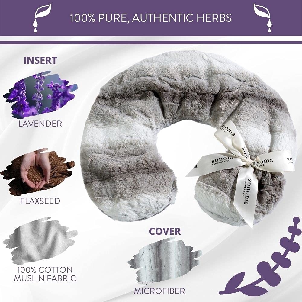 Sonoma Lavender Luxury Eucalyptus/Lavender Heatable/Chillable Neck Pillow, Microwaveable for Neck and Shoulders with Removable Washable Covers, Great for Relaxation and Pain Relief (Green Dot)