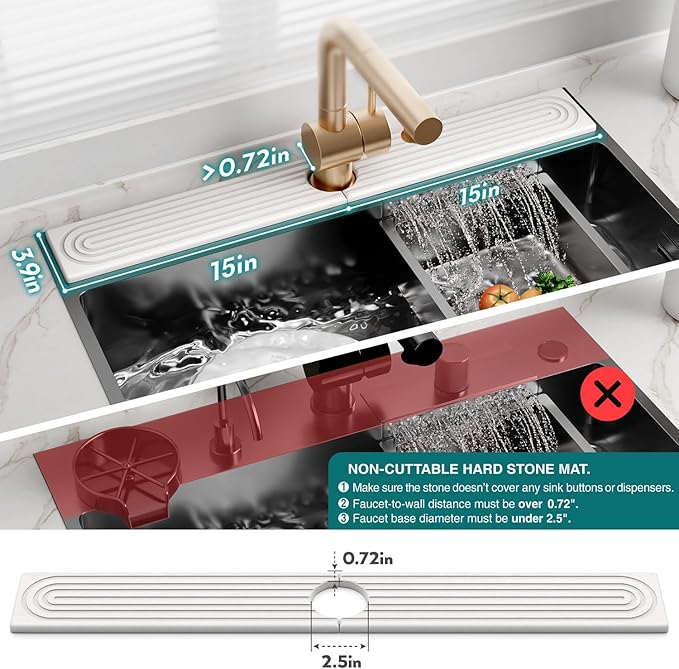 30 Inch Faucet Mat for Kitchen Sink
