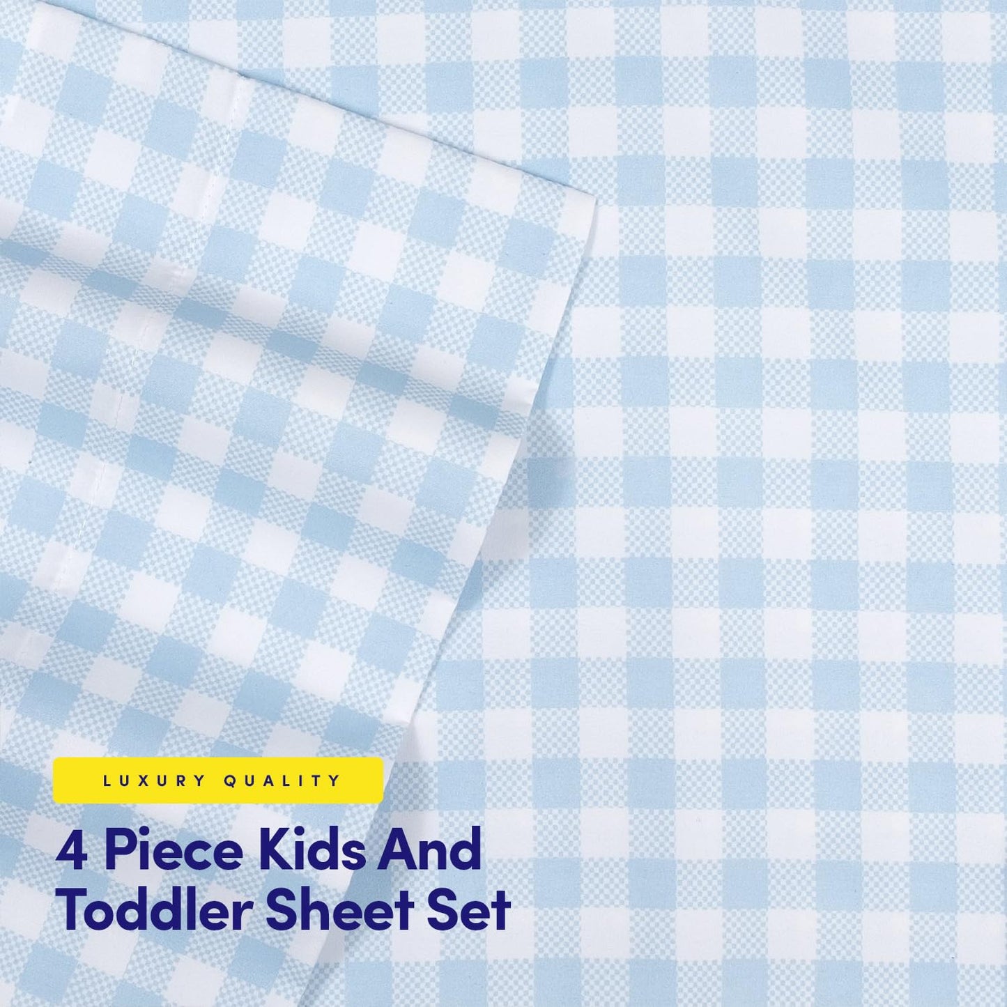1500 Supreme Kids Bed Sheet Collection - Fun Colorful and Comfortable Boys and Girls Toddler Sheet Sets - Deep Pocket Wrinkle Free Soft and Cozy Bedding - Twin XL, Blue Gingham