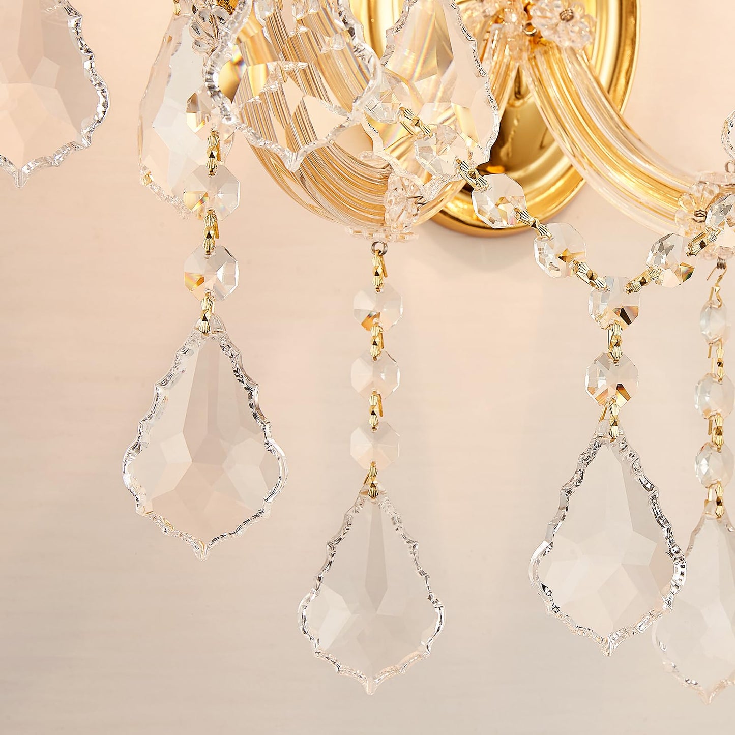 SHAOCHIAO Crystal Wall Sconce Lighting, 2-Light Modern Crystal Wall Light Fixture Bathroom Maria Theresa Wall Lamp Light Fixtures for Living Room Wall Sconce Light Wall Mounted Lamp Indoor