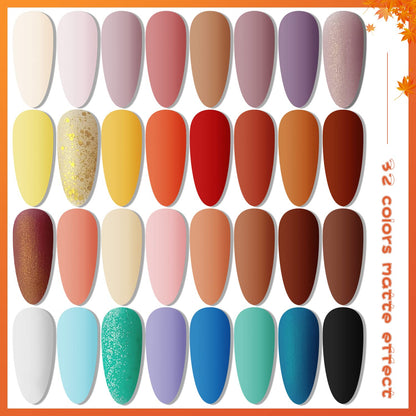 JODSONE Gel Nail Polish Kit with U V Light 32 Colors Gel Polish Nail + 4 Functional Adhesive Bottles Kit Soak Off Manicure Tools Gifts for Women