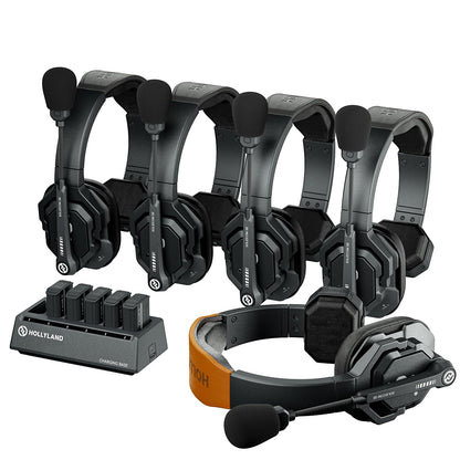 Hollyland Solidcom SE Full Duplex 4-Users ENC Noise Cancellation Wireless Intercom Headset System 1100ft Team Communication with PTT Mute Single Ear Headset for TV Film Production (2.4GHz Version)