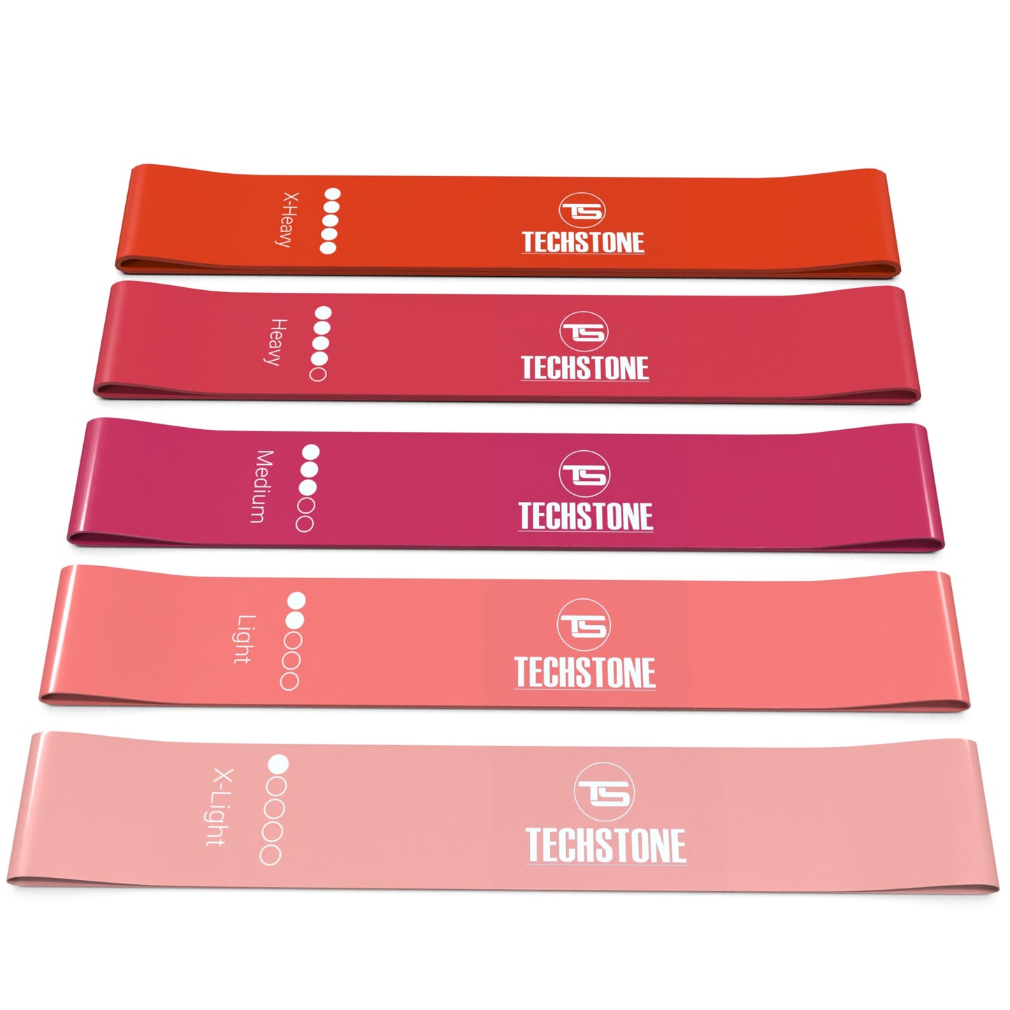 TechStone Resistance Bands Set for Men and Women, Pack of 5 Different Levels Elastic Band for Home Gym Long Exercise Workout – Great Fitness Equipment for Training, Yoga – Free Carrying Bag