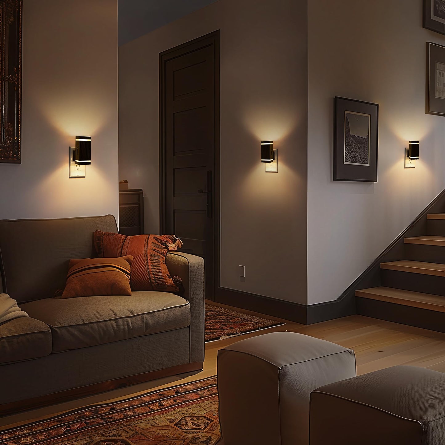 Briignite Night Lights Plug into Wall, Modern LED Night Light Plug in, Dusk to Dawn Sensor, Soft White 3000K, 0-100LM Adjustable Brightness, Dimmable NightLight for Hallway, Bedroom, Stairway, 2 Pack