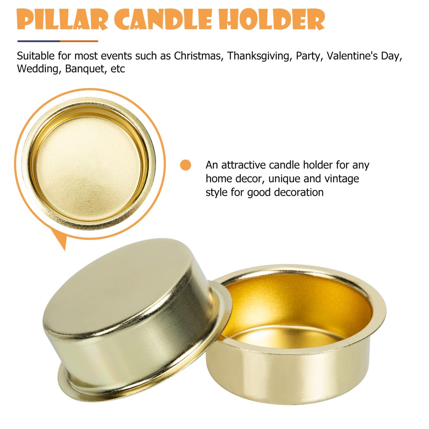 Uonlytech Wedding Table Decor 5pcs Tea Light Tins Cups, Golden Metal Tea Light Candle Holder Empty Scented Candle Cup DIY Candle Holders for Party Wedding Table Decoration Tapered Candlestick Holders