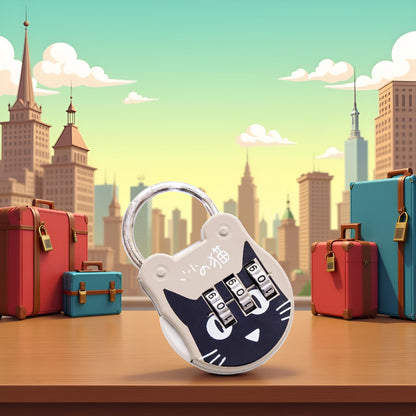 1 Pc Cute Cat Combination Lock Travel Locks for Luggage Backpack Locks Zipper Combination Lock for Locker for Student DormitoryCombination Padlocks Padlocks and Hasps, Hardware(Grey)