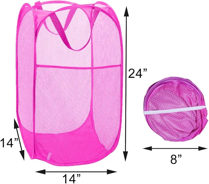 Pop Up Laundry Hamper, Portable Mesh Laundry Basket, Collapsible Clothes