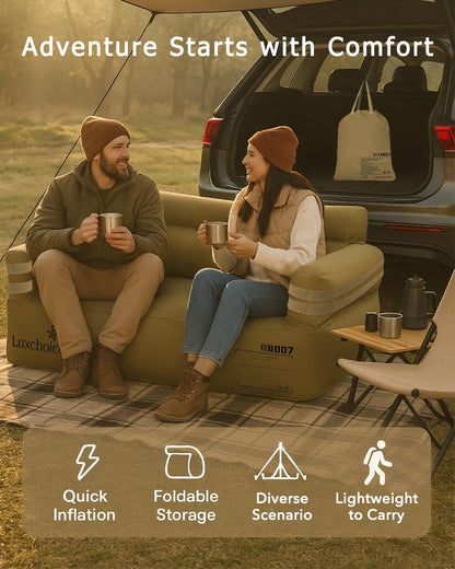 Luxchoice Portable Inflatable Couch for Camping with Built-in Pump Durable Inflatable Furniture Heavy Duty Blow Up Couch Stylish Outdoor Air Sofa Perfect for Backyard Beach Music Festival Party