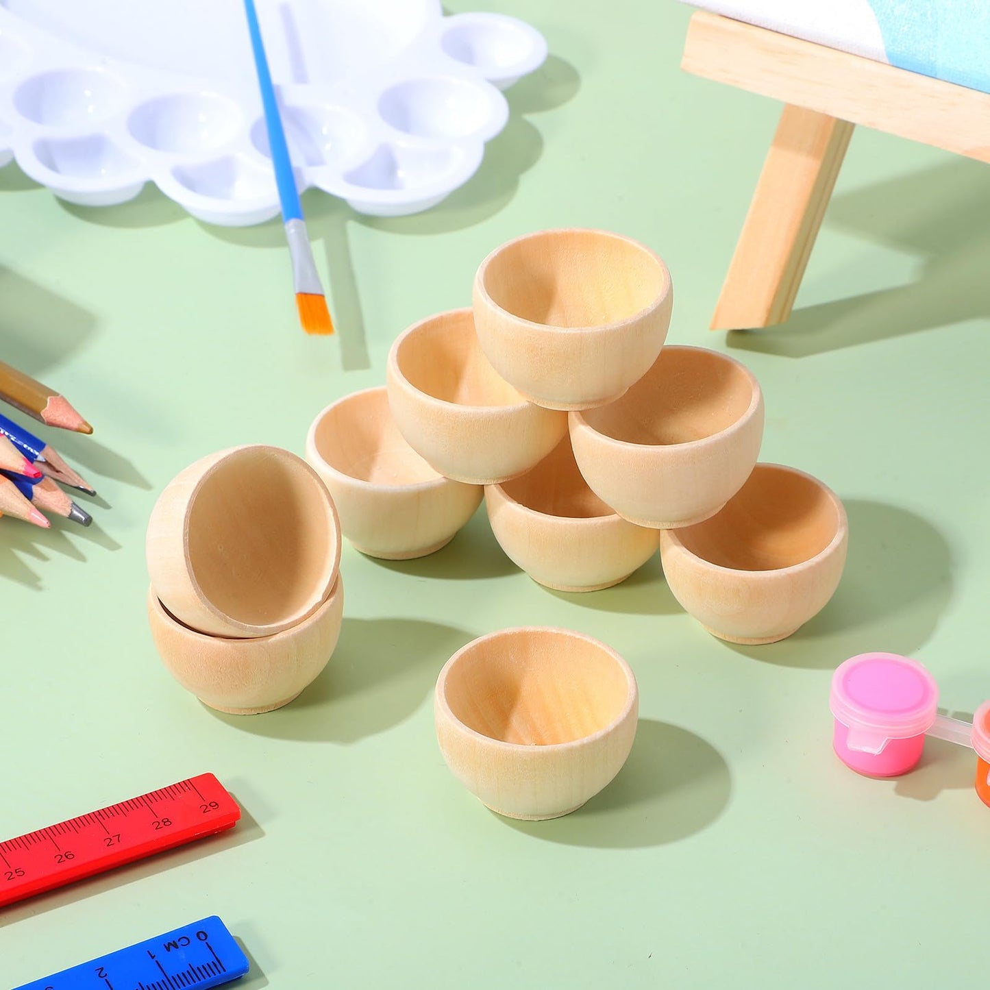 Didiseaon 12 Pcs Unfinished Wooden Pinch Bowls 1.49In Small Wood Bowls for Dipping Sauce Nuts Snacks DIY Craft Painting Home Decoration Art Projects