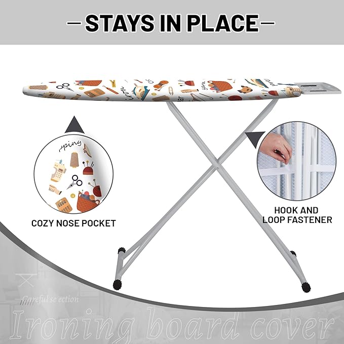Extra Thick Ironing Board Cover and Pad, 15x54 Ironing Board Cover, Resist