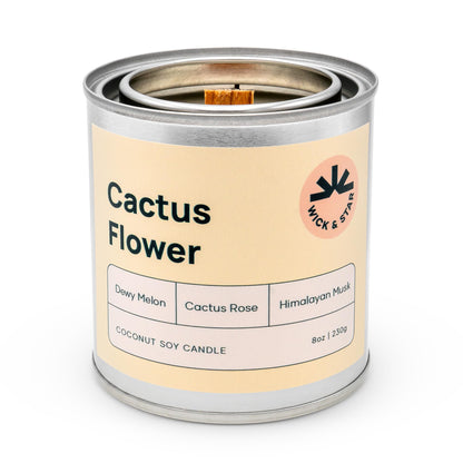 Wick & Star Vegan, Wood Wick, Natural Coconut Soy Wax Aromatherapy Candle, Clean Burning (Cactus Flower)