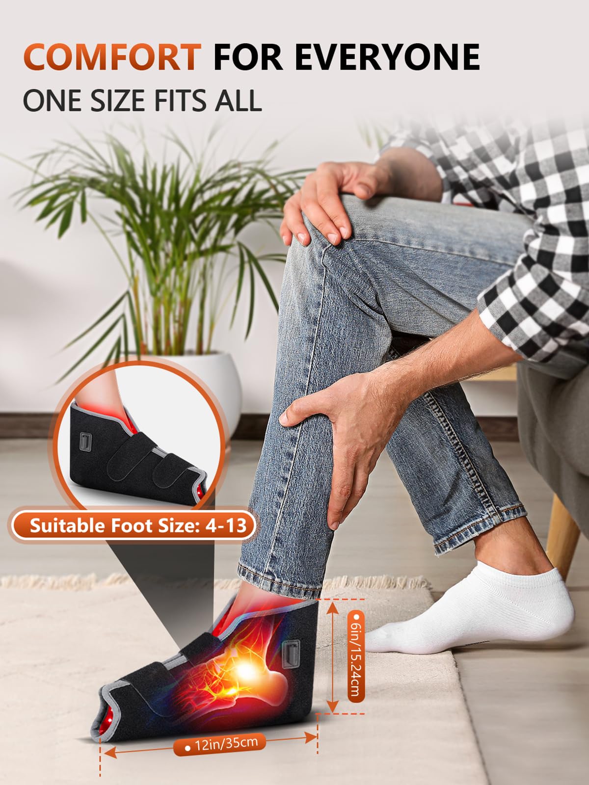 RELEXNOW Red Light Therapy for Foot Ankle FSA/HSA Eligible, 102 LEDs Near Infrared Therapy Wrap for Feet with Timer (Black)