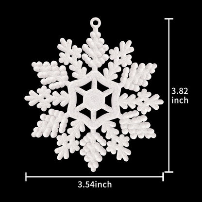 Glitter Snowflake Ornaments, 40pcs White Christmas Snowflakes Hanging Decorations for Xmas,Holiday and Party