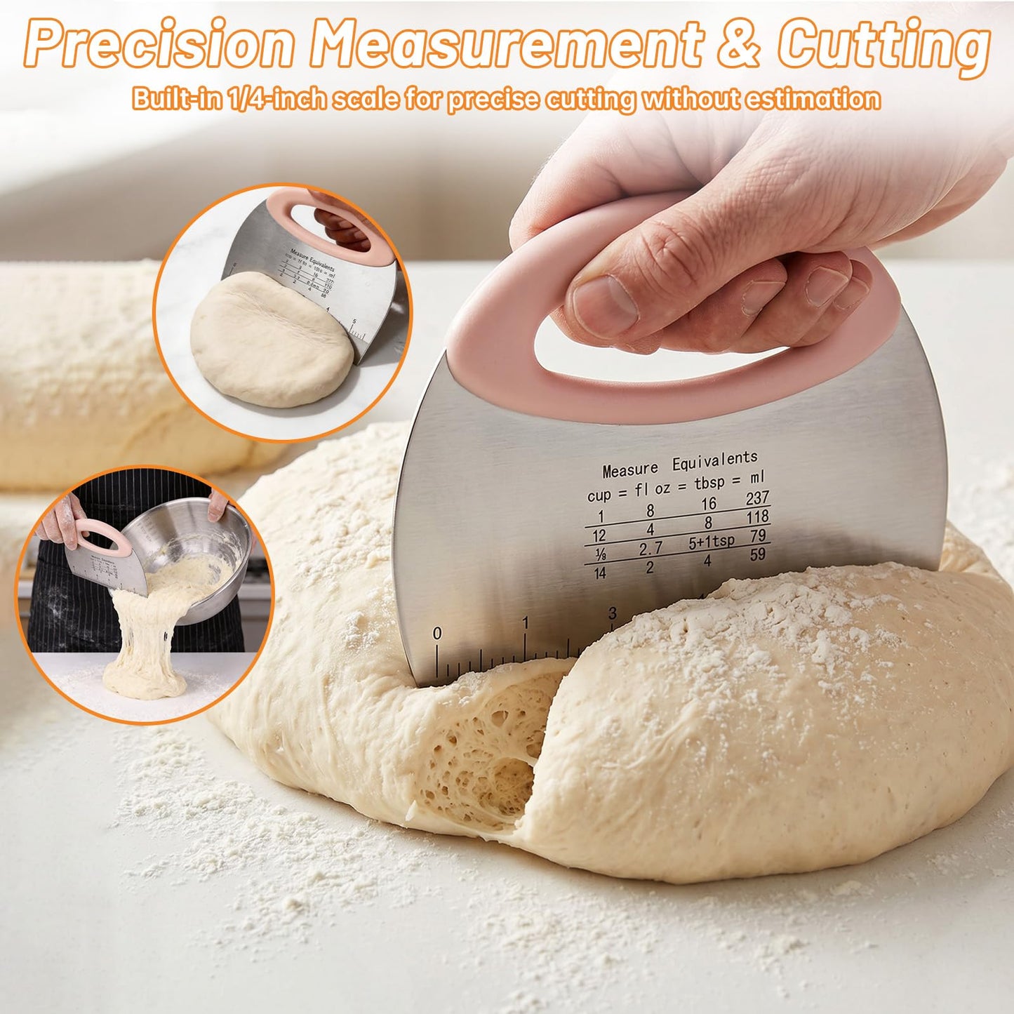 NOELNEXUS 3 PCS Pizza Dough Proofing Container Set, 27oz/40oz/60oz 304 Stackable Stainless Steel Proofing Box with Clear Lid, Includes Dough Scraper, Ideal for Bulk Fermentation of Sourdough & Bread