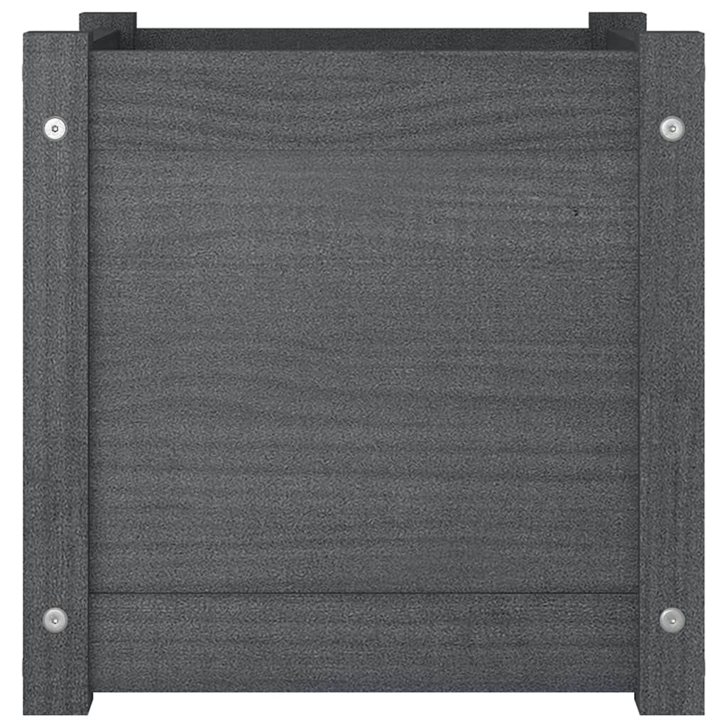 Xolmizyn Grey Square Wooden Planter Box for Garden, 15.7 inch Solid Pinewood Flower Pot with Drainage for Patio, Terrace, and Outdoor Decor