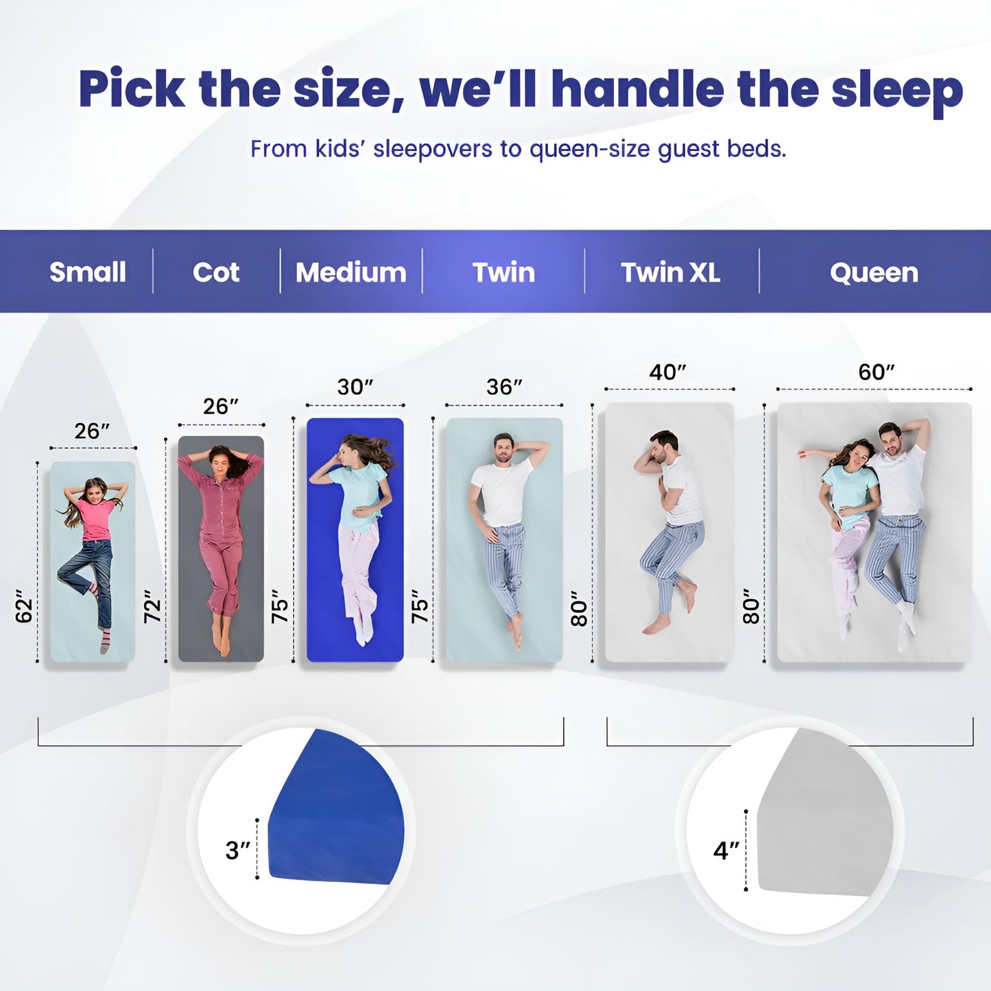 Hazli 3’’ Matrix Comfort-Cell Memory Foam Camping Mattress Pad - Roll Up Mattress for Adults - Portable Cot Sleeping Pad for Camping - Floor Mat or Bed Roll for Car, SUV - Twin 75’’ X 36’’