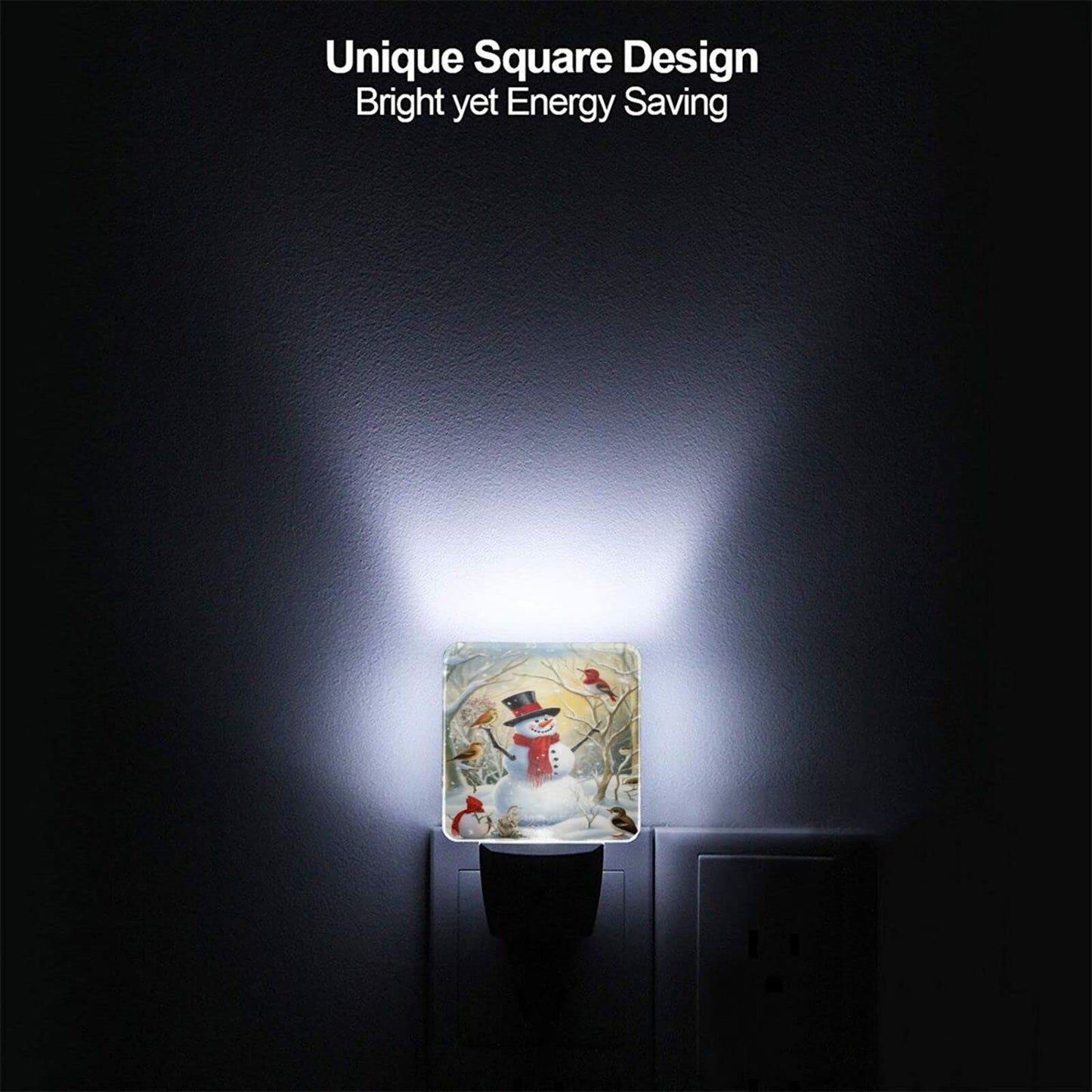 Dewoofly Christmas Snow Night Light Set of 2, Winter Snowman Auto Sensor LED Dusk-to-Dawn Nightlights, Plug-in Sensor Lamp for Bedroom Bathroom Kitchen Hallway Stairs Decorative